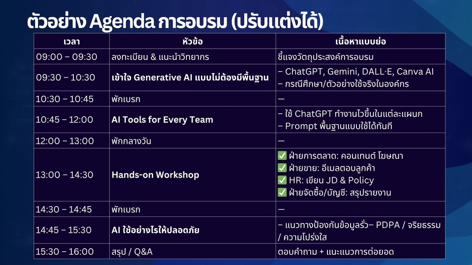 อื่นๆ - รับจัดคอร์สอบรมในองค์กร สัมมนา และให้คำปรึกษาด้าน Data & AI (Online & Onsite Training) - 7