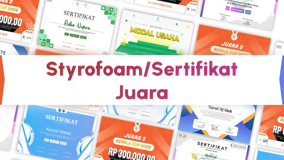 Digital Printing - Design Sertifikat / Styrofoam Juara - 1