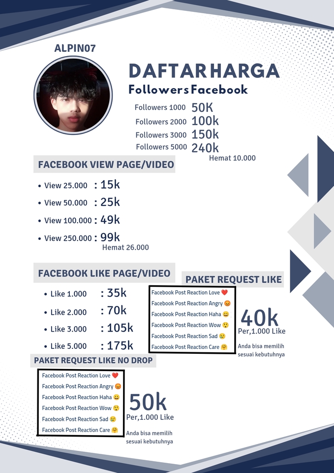 Harga Jasa Like Fanpage Facebook, Paket Tambah Follower Facebook Murah