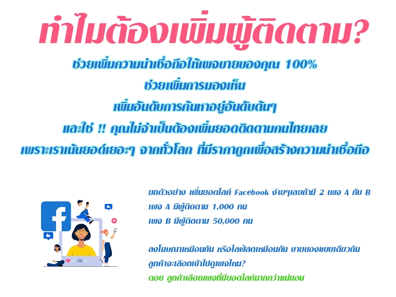 โปรโมทเพจ / เว็บ - รับเพิ่มยอดไลค์เพจ Facebook + เพิ่มผู้ติดตาม Facebook ส่วนตัว - 5