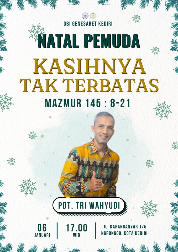 Jasa desain banner instagram natal pemuda dengan tema kasihnya tak terbatas, desain banner instagram dengan tema natal, desain banner online untuk promosi natal.