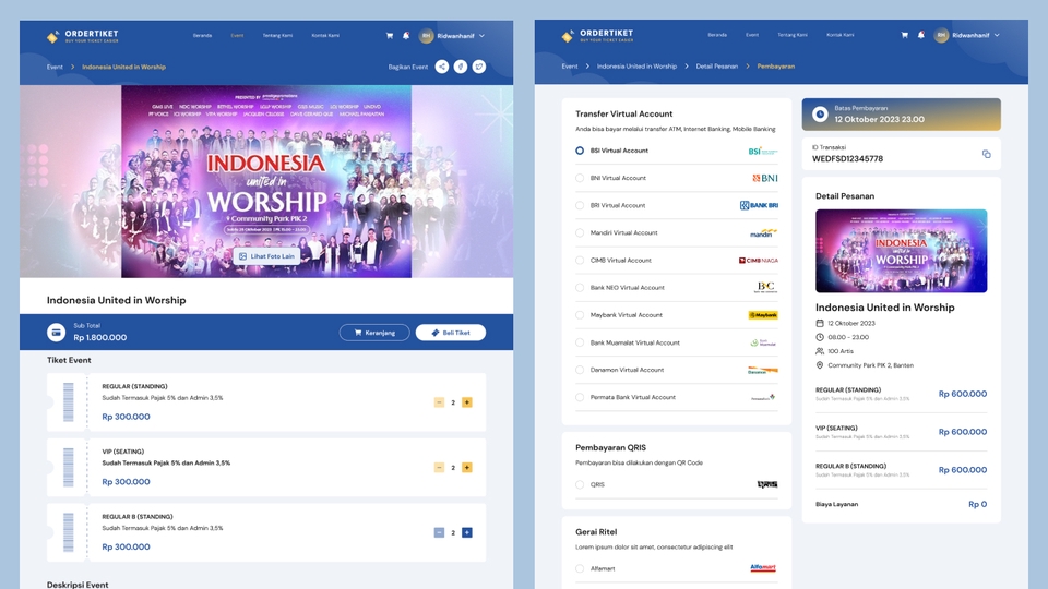 Jasa desain website profesional untuk event Indonesia United in Worship.