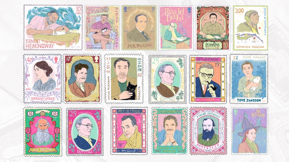 วาดภาพเหมือน Portrait - Portrait made up stamp - วาดภาพคน โทนสีสดใส / pop art - 1
