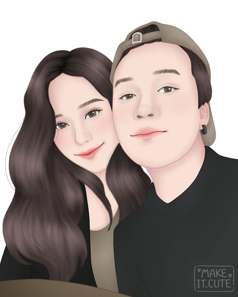 รับวาดภาพเหมือนการ์ตูน วาดภาพเหมือน คู่รัก น่ารัก ภาพประกอบ