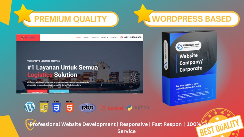 Jasa pembuatan website perusahaan menggunakan WordPress dengan desain profesional dan responsif.