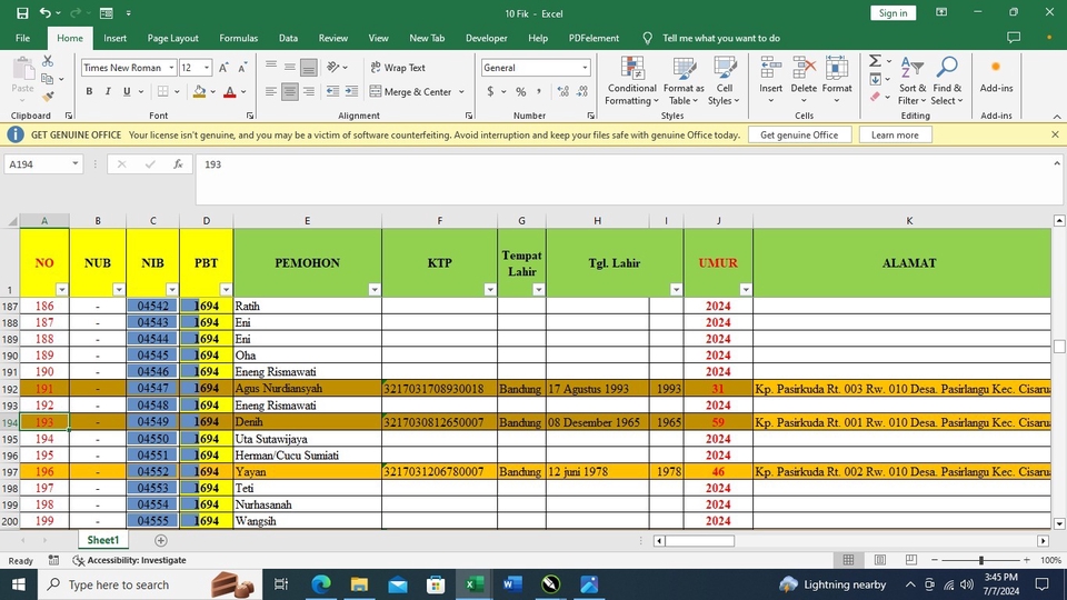 Jasa data entry excel online untuk data karyawan