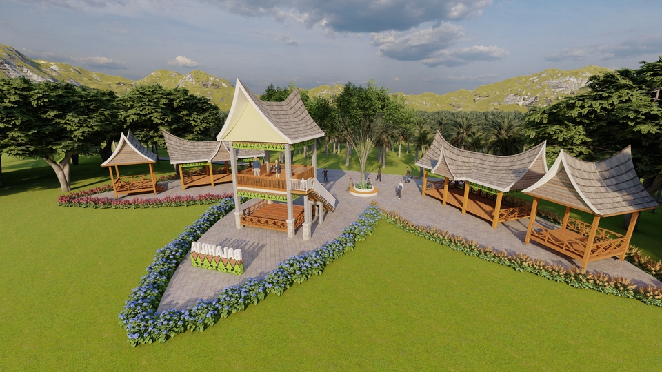 3D & Perspektif - Desain Lanskap Taman Rumah - Taman Lingkungan - 3 Hari Selesai gambar 2D & 3D - 7