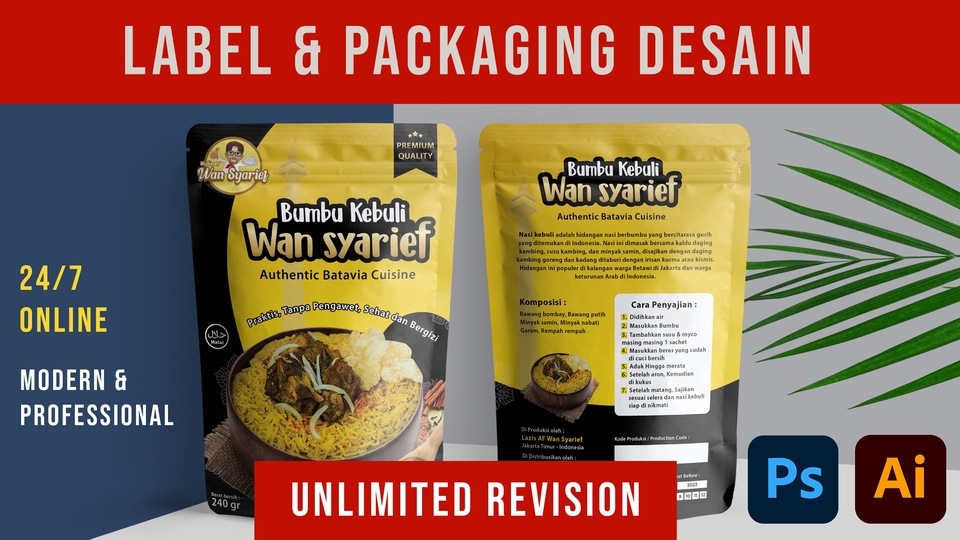UNLIMITED REVISI - DESAIN KEMASAN, PACKAGING, LABEL, BOX, BOTOL, DESIGN POUCH, KEMASAN SNACK