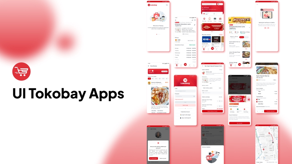 Desain UI UX Aplikasi Mobile Toko Online, contoh desain antarmuka user experience aplikasi jual beli online toko.