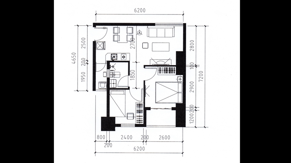 CAD Drawing - 2D Floor Plan Sederhana - 1