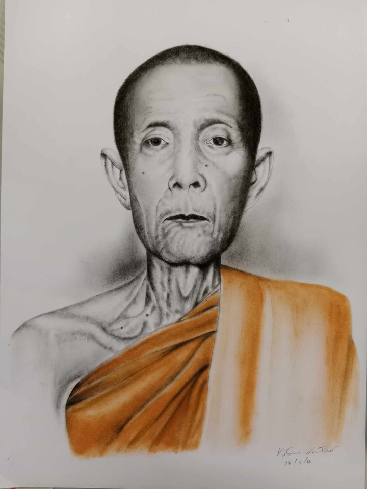 รับวาดภาพเหมือน พระสงฆ์ ใช้วัสดุ สีดินสอ