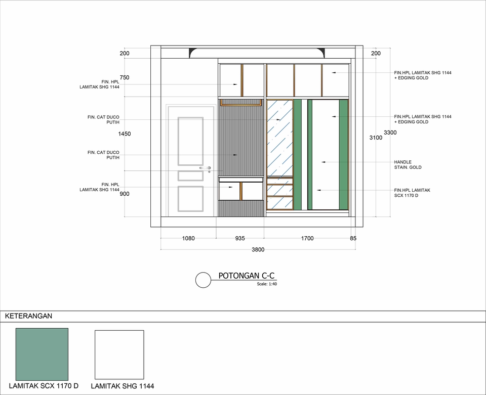 CAD Drawing - 2D Interior + Material - 4