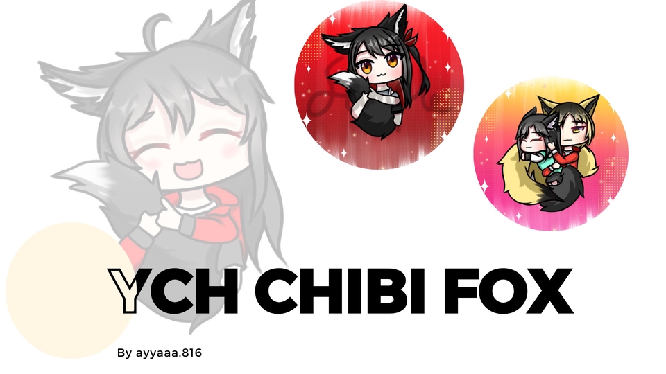 Jasa Gambar Ilustrasi Profesional dan Kreatif - ANIME CHIBI YCH FOX FULL BODY (BISA CUSTOM SELAIN FOX)