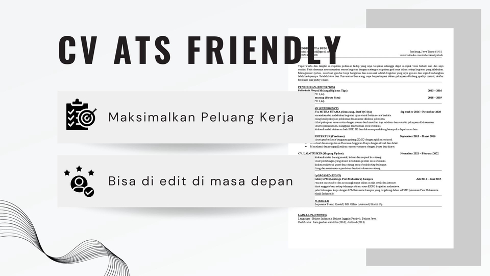 Portfolio & Resume - CV/ Resume LULUS ATS! Professional, Harga murah & Terjangkau, for professionals. - 1