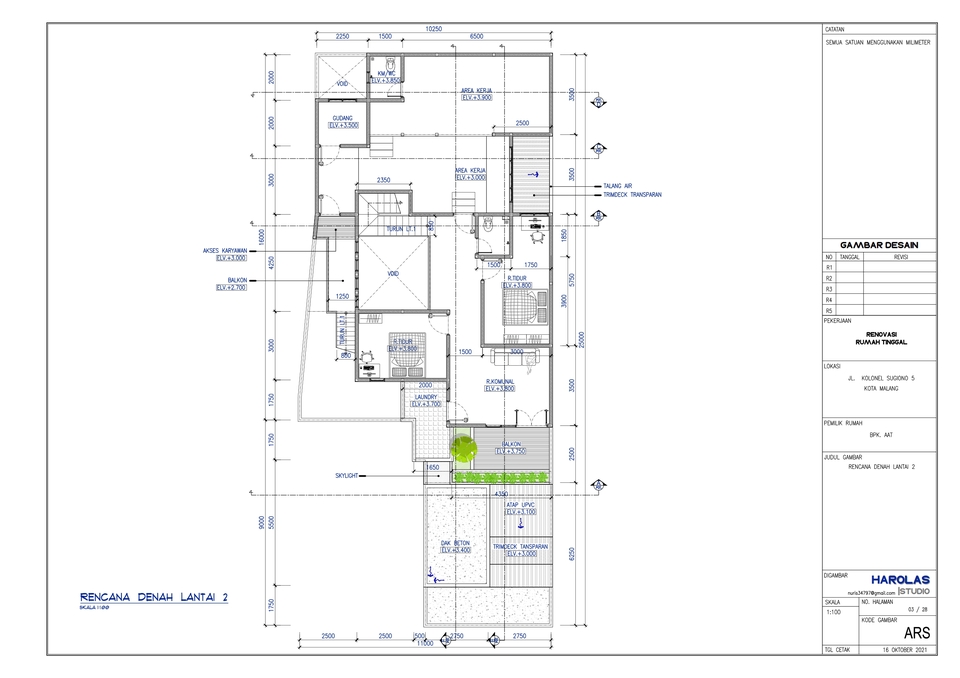 Denah Lantai 2 Rumah Minimalis Modern - Jasa Desain Rumah Minimalis - Arsitek Rumah