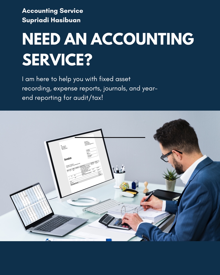 Jasa akuntansi freelance untuk membantu bisnis Anda dengan laporan keuangan, jurnal dan pelaporan akhir tahun.