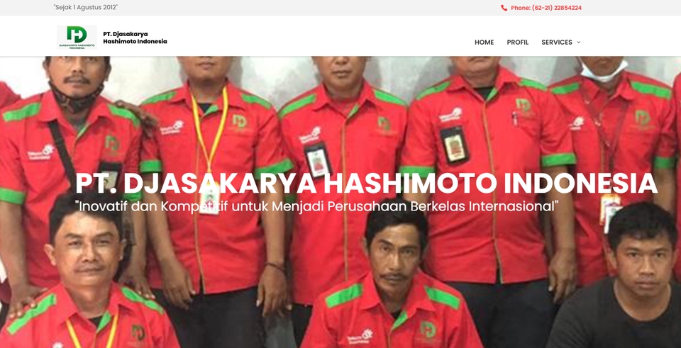 Jasa pembuatan website profesional dan terpercaya untuk perusahaan di Indonesia, PT Djasakarya Hashimoto Indonesia.