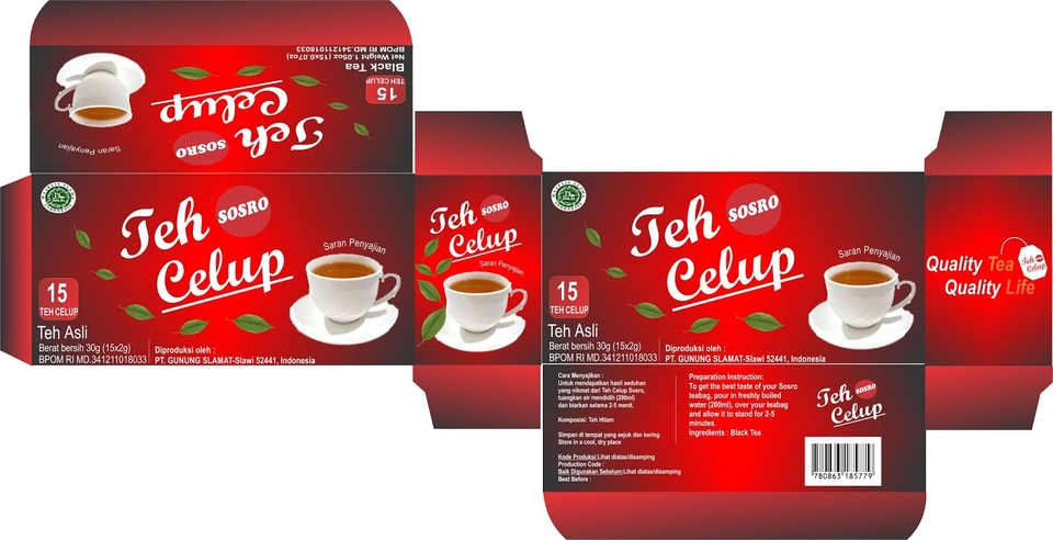 desain kemasan teh celup sosro
