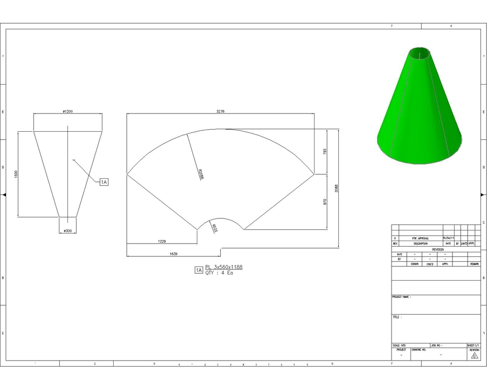 CAD Drawing - SHOP DRAWING BUKA-AN/BENTANGAN TRANSISI & CONE, SELESAI DALAM 1 HARI - 5