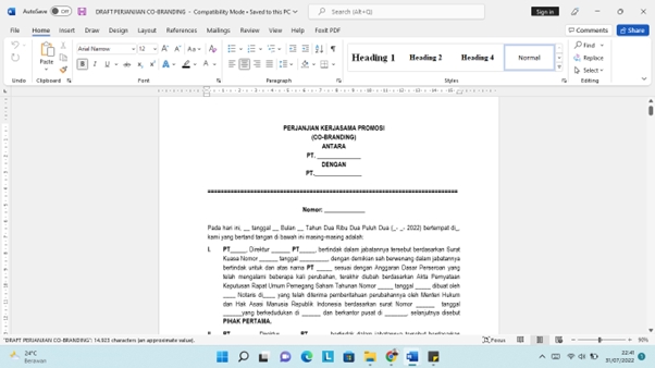 Hukum - Penyusunan Perjanjian dan Konsultasi Atas Perjanjian (Bonus Memorandum Of Understanding (MoU)) - 14
