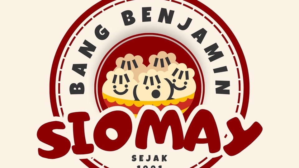 Desain logo Siomay Bang Benjamin, jasa desain logo makanan, logo restoran, logo rumah makan, bikin logo online