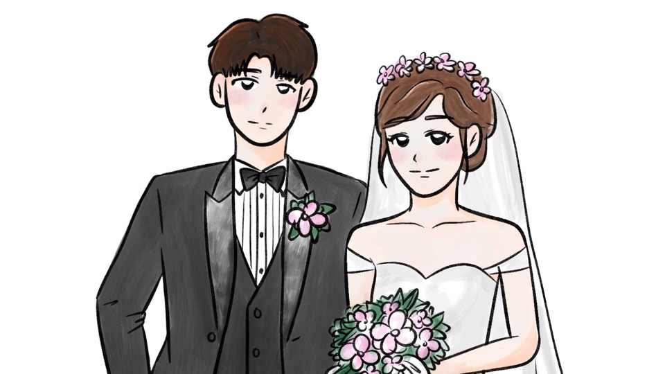 รับวาดรูปการ์ตูนคู่รักแต่งงาน สไตล์อนิเมะน่ารัก ภาพวาดการ์ตูนแต่งงาน วาดรูปการ์ตูน วาดการ์ตูนคู่รัก