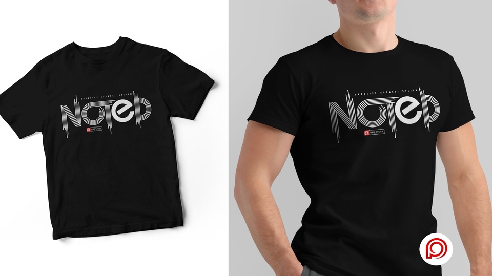 Desain kaos distro pria dengan tulisan "noted" - jasa desain kaos distro desain kaos pria desain distro desain kaos noted
