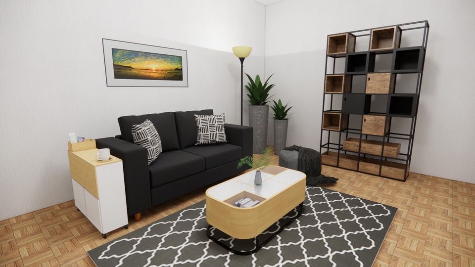 3D & Perspektif - Desain Interior 3D Render Rumah Tinggal/Cafe/Coffee Shop/Kantor - 12