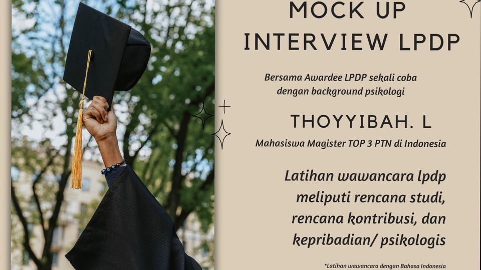 Mock Up Interview LPDP dengan background psikologi untuk Mahasiswa Magister TOP 3 PTN di Indonesia.