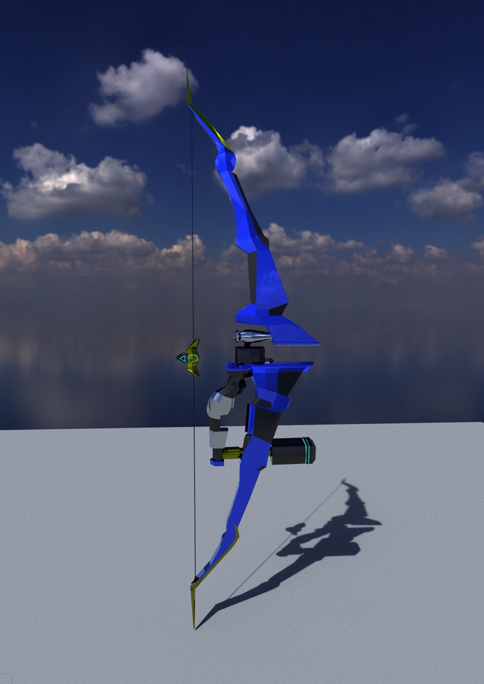 รับปั้นโมเดล3D โมเดลธนูสีฟ้า 3D packshot งานโมเดลคุณภาพสูง