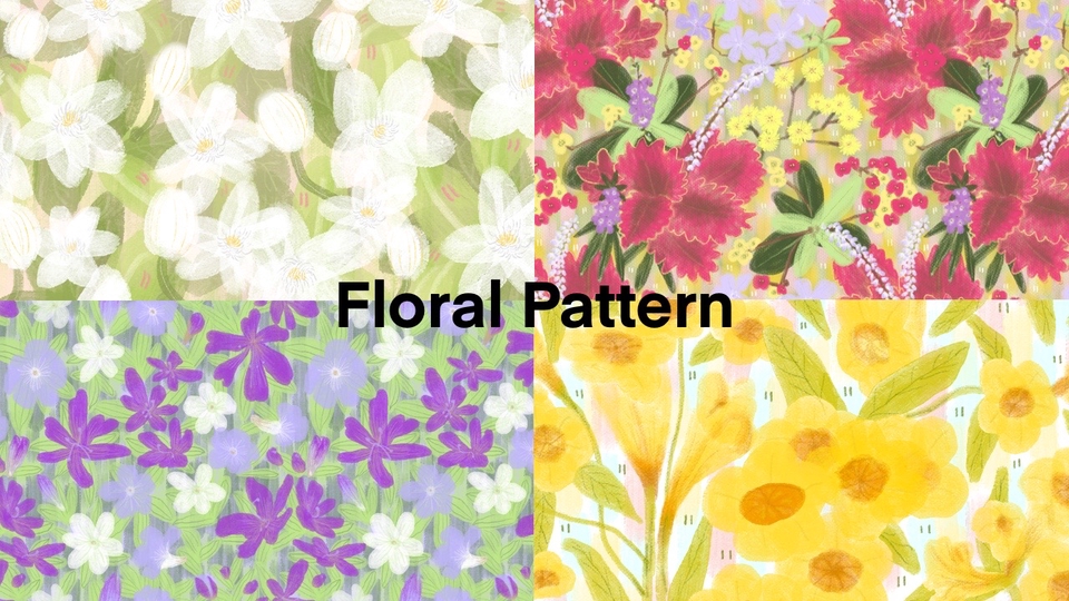 ออกแบบลายผ้า - ออกแบบลาย (Seamless)/ Repeat Pattern Design แนวเรียบง่าย ดอกไม้ ตัวอักษร Modren / Organic Style - 2