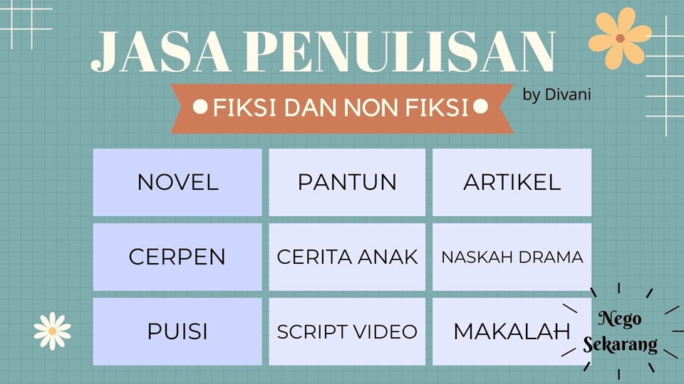 Jasa penulis konten profesional, jasa menulis artikel, penulis novel, penulis cerpen, jasa penulis naskah, jasa pembuatan artikel, penulis puisi, jasa penulisan konten