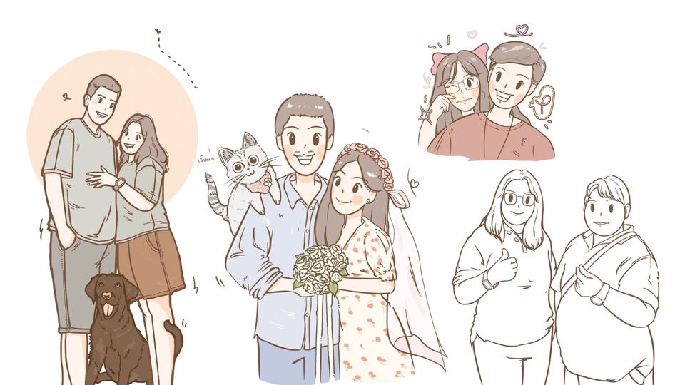 วาดภาพประกอบ - รับวาดรูปมินิมอล รูปการ์ตูน ลายเส้นน่ารักๆ วาดตามแบบ - 1