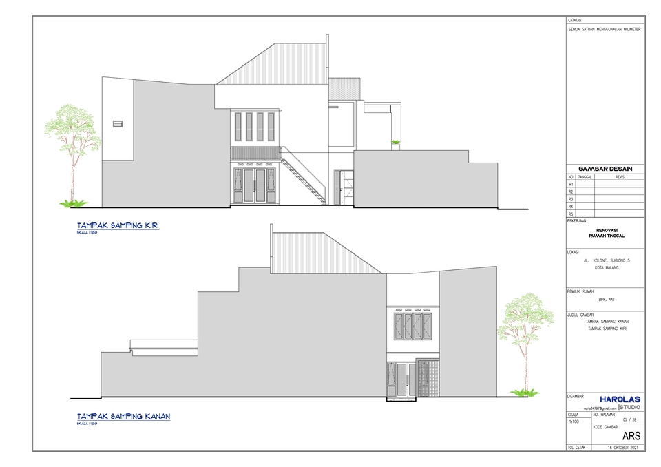 Jasa Desain Rumah Minimalis 3D Tampak Samping - Arsitektur dan Interior