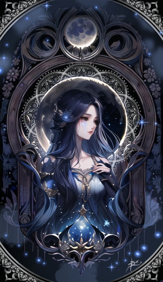 รับวาดภาพดิจิตอลเพ้นท์ สไตล์แฟนตาซี หญิงสาว ดวงดาว