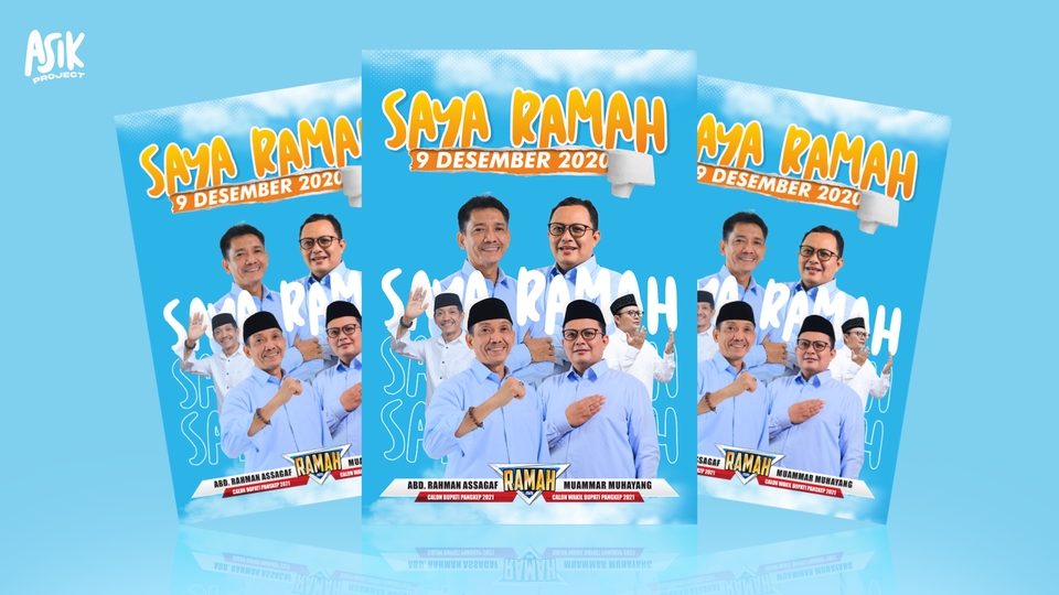 Jasa desain spanduk untuk kampanye "Saya Ramah" di Indonesia, featuring 9 Desember 2020 dan 2021.
