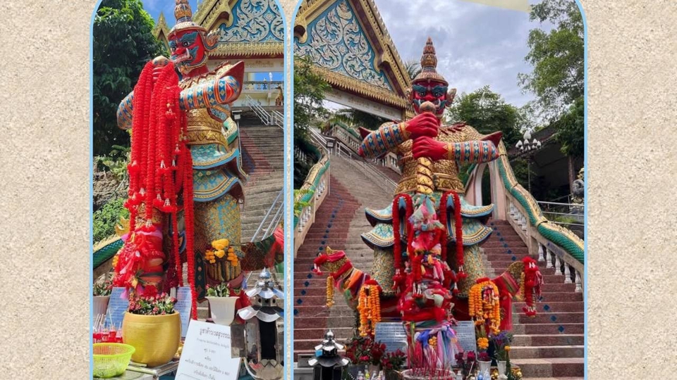 รับจ้างทำบุญ รับจ้างใส่บาตรออนไลน์ รูปปั้นเทพี ที่วัดไทย