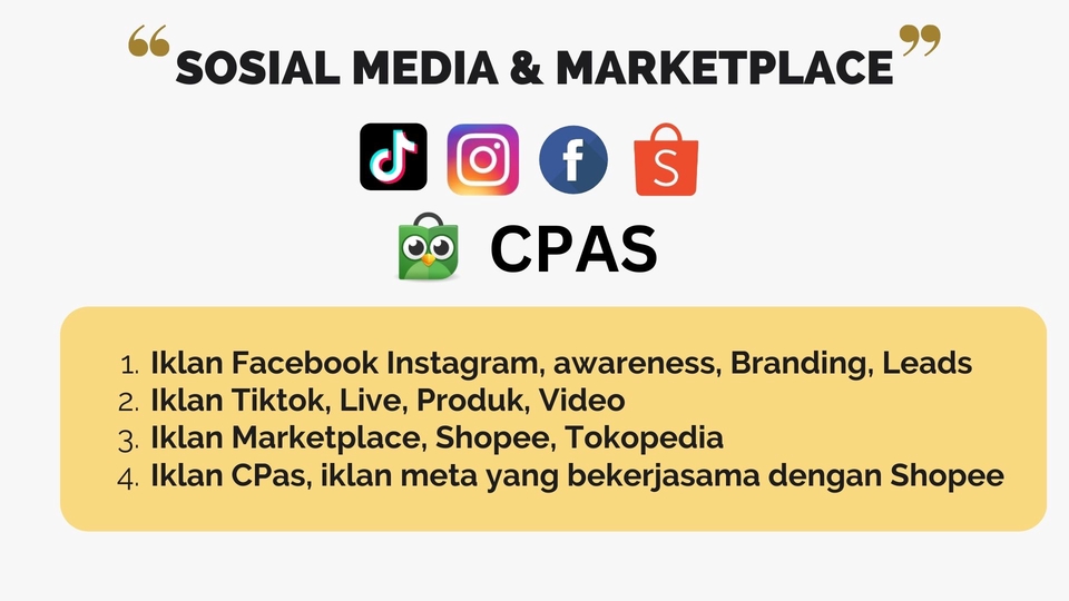 Jasa Iklan Facebook Instagram, TikTok, Marketplace, dan Google Shopping.