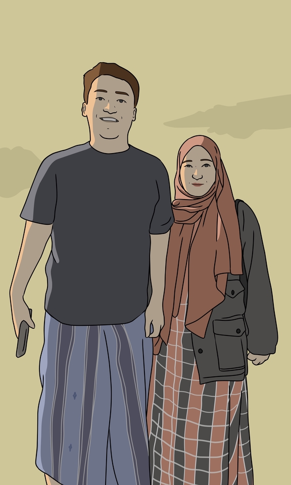 Ilustrasi pasangan pria dan wanita dengan gaya simpel dan modern, cocok untuk keperluan ilustrasi, gambar kartun, gambar ilustrasi, ilustrasi digital, desain ilustrasi.