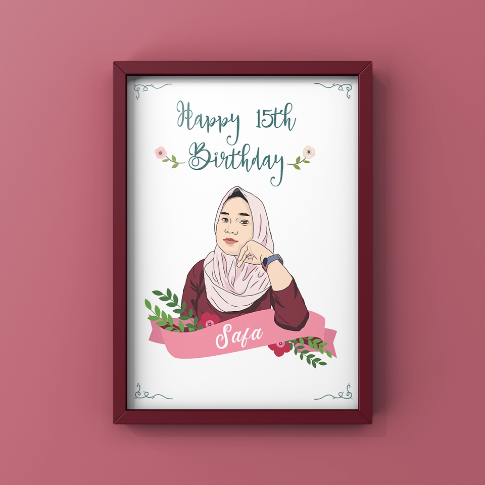 Gambar Potret - Ilustrasi Style Cartoon (Kartun) Dan Line Art 1 HARI JADI - 6