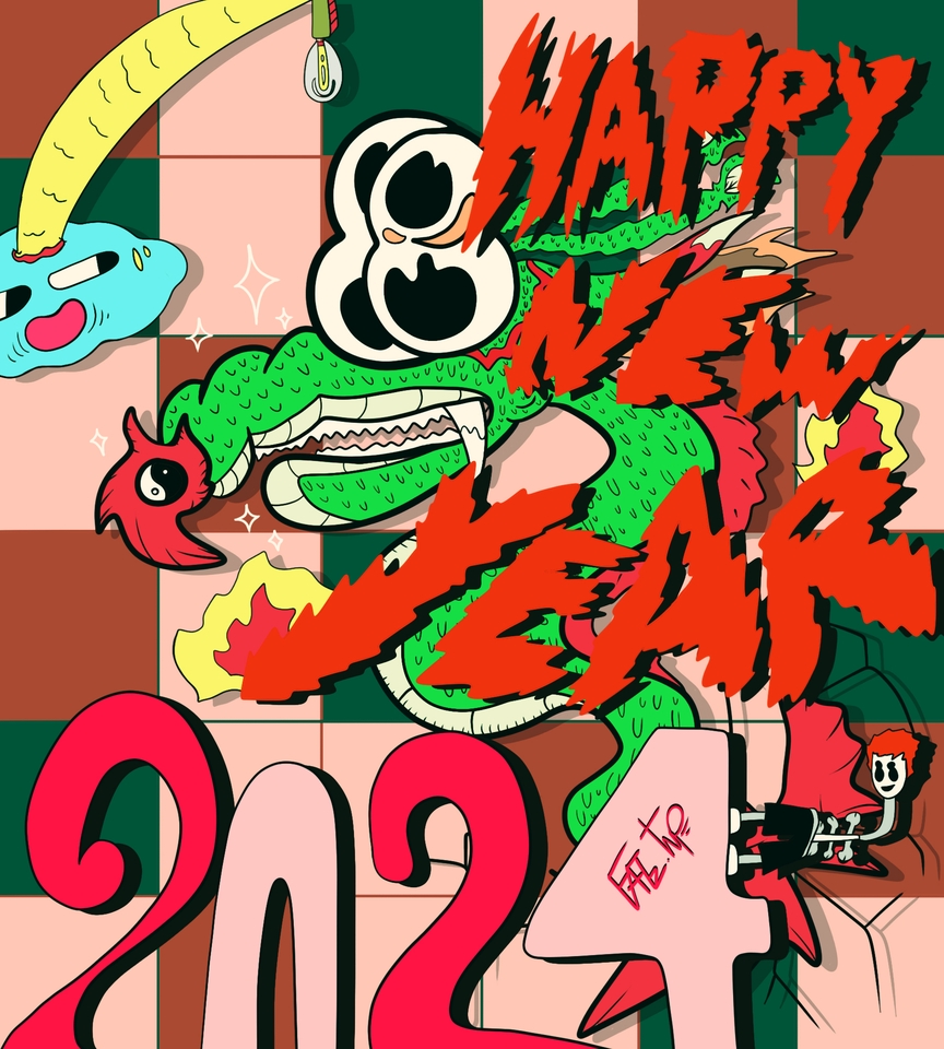 ออกแบบคาแรคเตอร์ สไตล์ญี่ปุ่น ปีใหม่ 2024