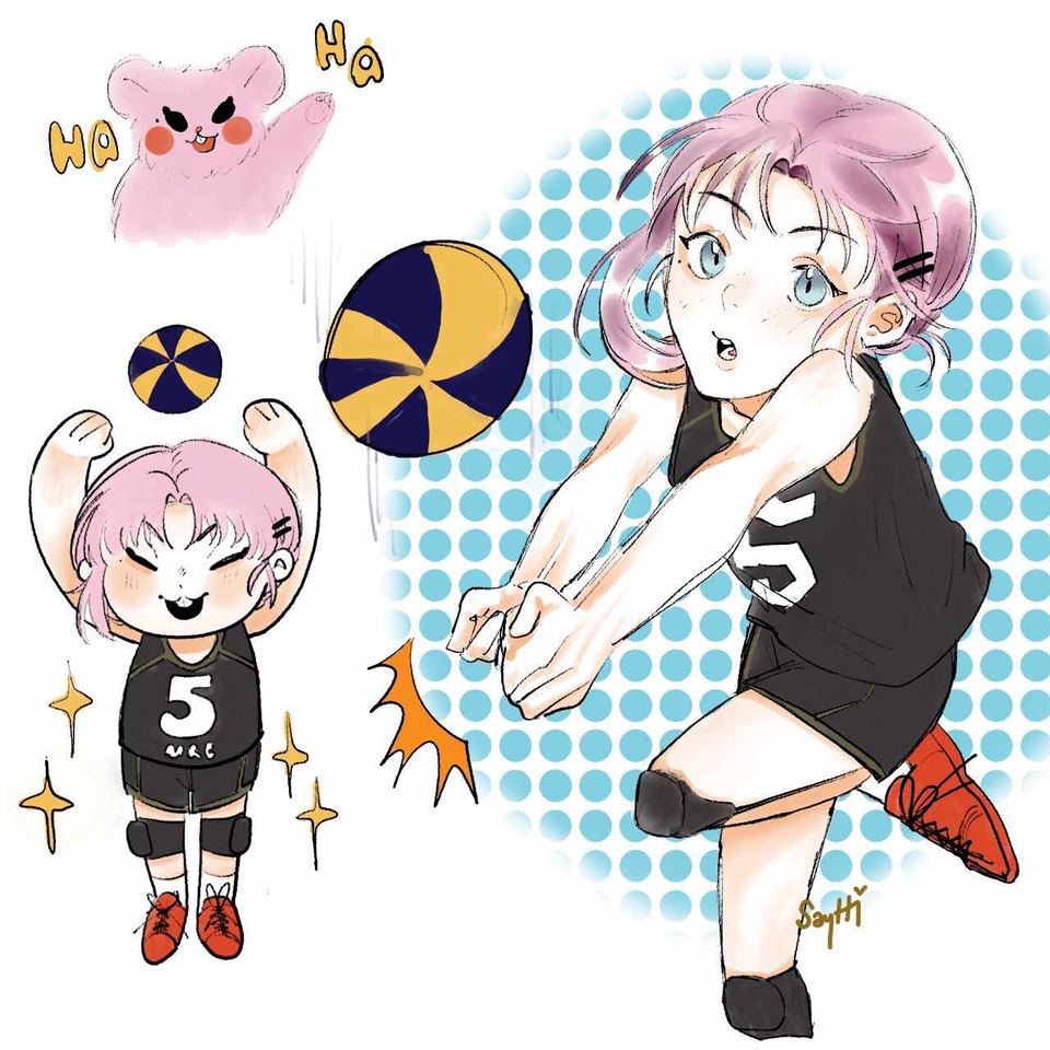 รับวาดการ์ตูนอนิเมะน่ารัก สไตล์ญี่ปุ่น วาดรูปการ์ตูนจิบิ วาดภาพการ์ตูนวอลเลย์บอล