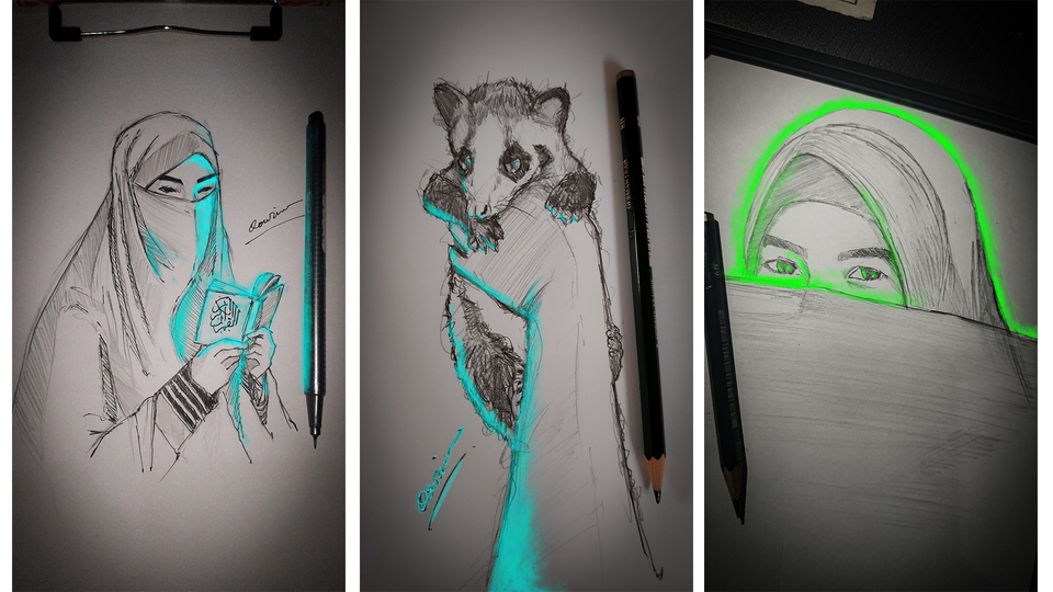 Gambar Potret - Pencil sketching and Painting - 5