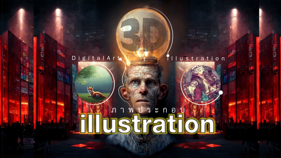 รับวาดภาพประกอบ 3D ดิจิตอลเพ้นท์ วาดภาพประกอบนิทาน