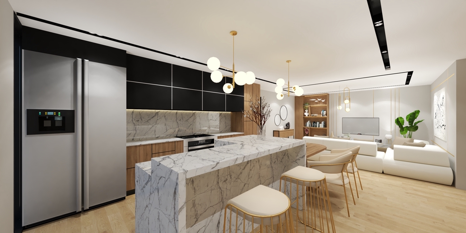 3D & Perspektif - Desain Interior 3D Render Rumah Tinggal/Cafe/Coffee Shop/Kantor - 5