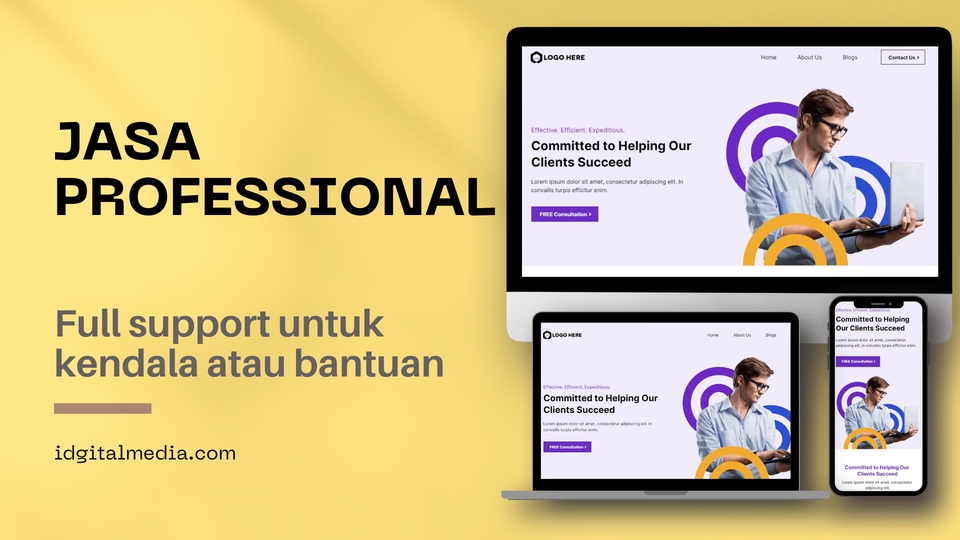 Jasa pembuatan website profesional dengan full support untuk kendala atau bantuan, iddigitalmedia.com