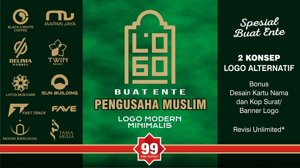 DESAIN LOGO MODERN MINIMALIS SPESIAL BUAT PENGUSAHA MUSLIM