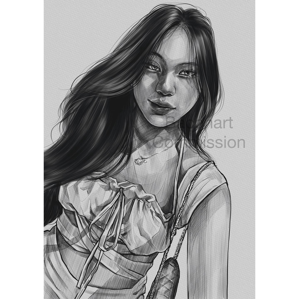 วาดภาพเหมือน Portrait - รับวาดภาพเส้น sketch ขาวดำและสี สไตล์ Free-hand drawing - 6