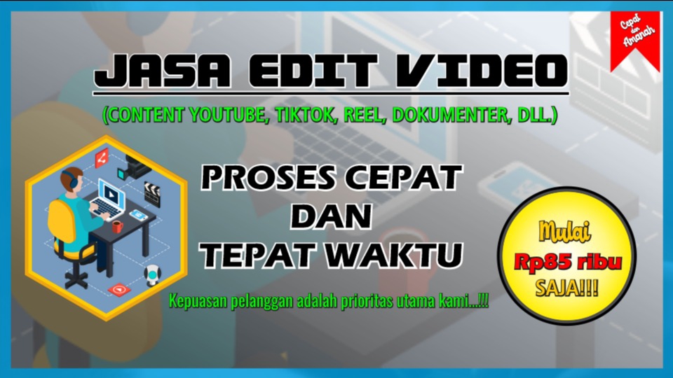 Video Editing - Video Editing Untuk Semua Keperluan (vlog, youtube, tiktok, reel, dll.) - 1