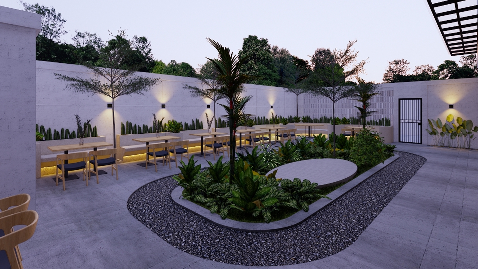 Jasa desain interior cafe minimalis dan desain eksterior 3d